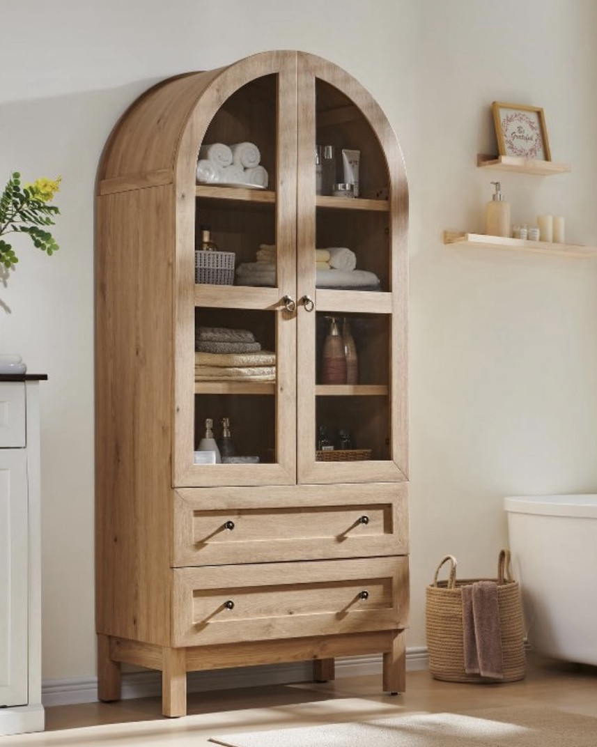 Natural wood arched cabinet

BEST SELLER ✨

This arched cabinet is perfect for a dining room or office. Drawers to hide stuff.

Glass doors to display your pretty stuff too ✨ @Target 

#LTKmomlife #LTKHome #LTKSaleAlert