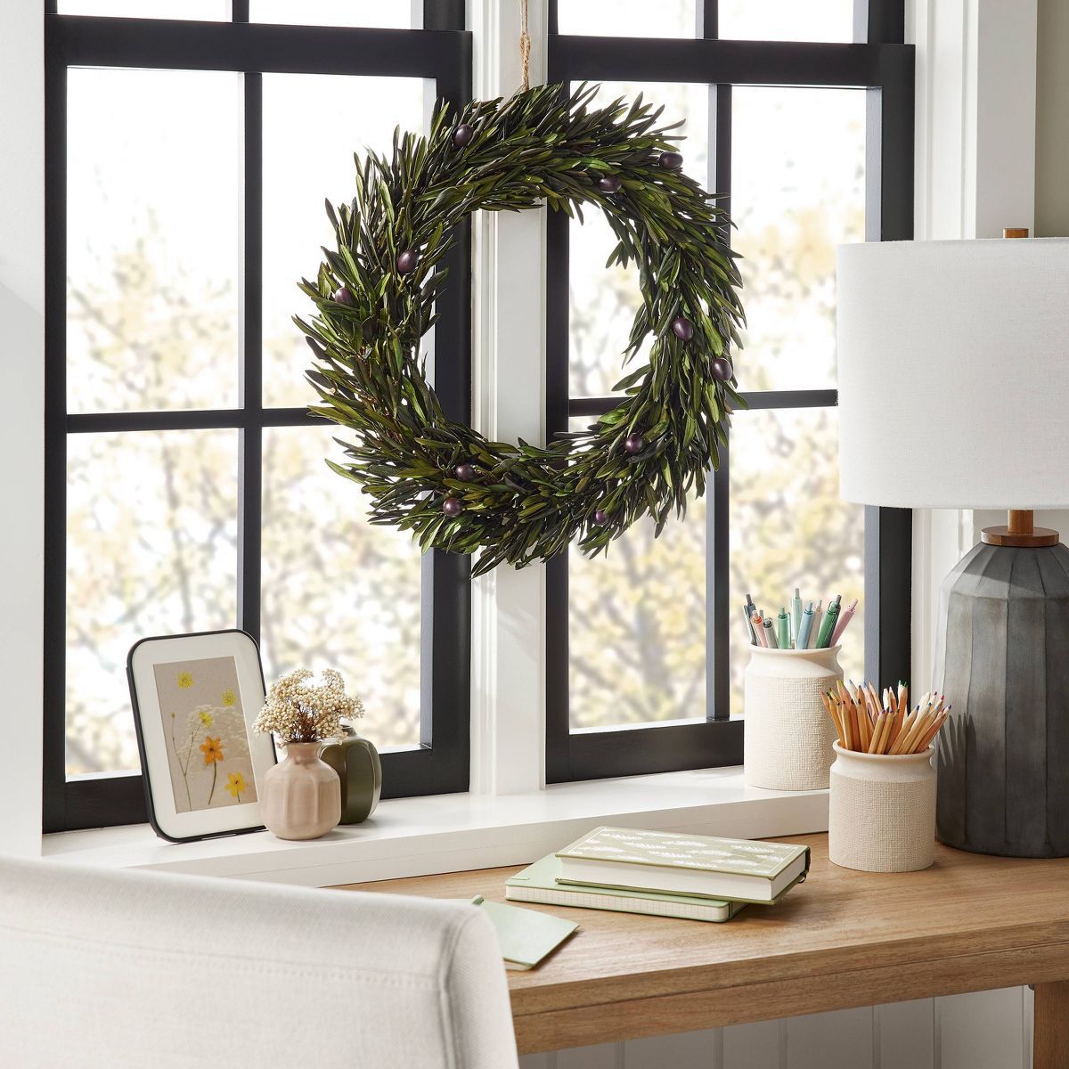 20" Preserved Olive Wreath - Hearth & Hand™ with Magnolia | Target