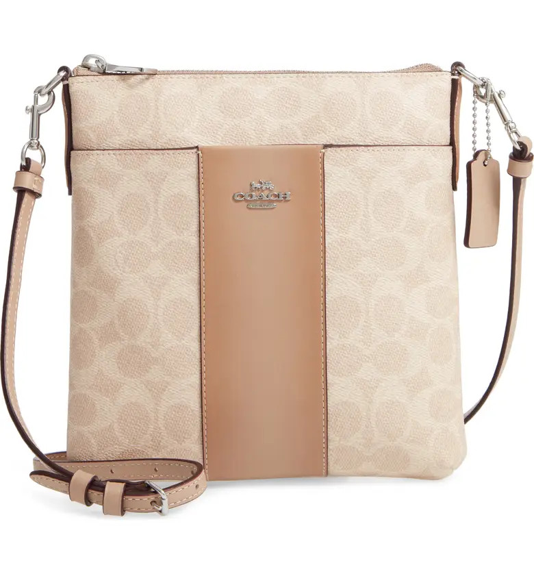 Colorblock Signature Coated Canvas & Calfskin Crossbody Bag | Nordstrom