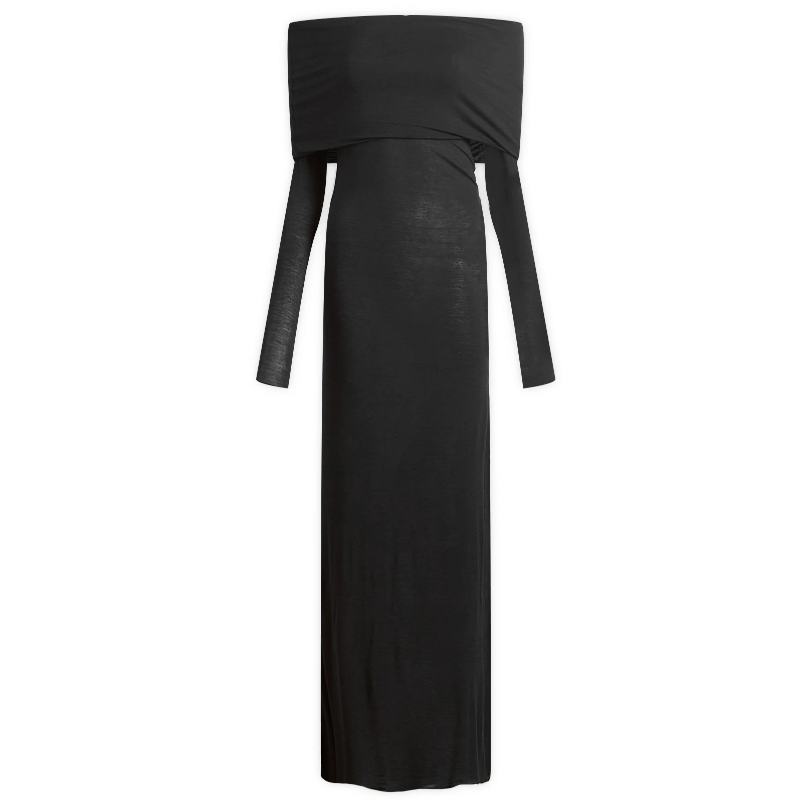 SKIMS Women's Sheer Modal Off Shoulder Long Dress in Onyx, Size Medium | END. Clothing