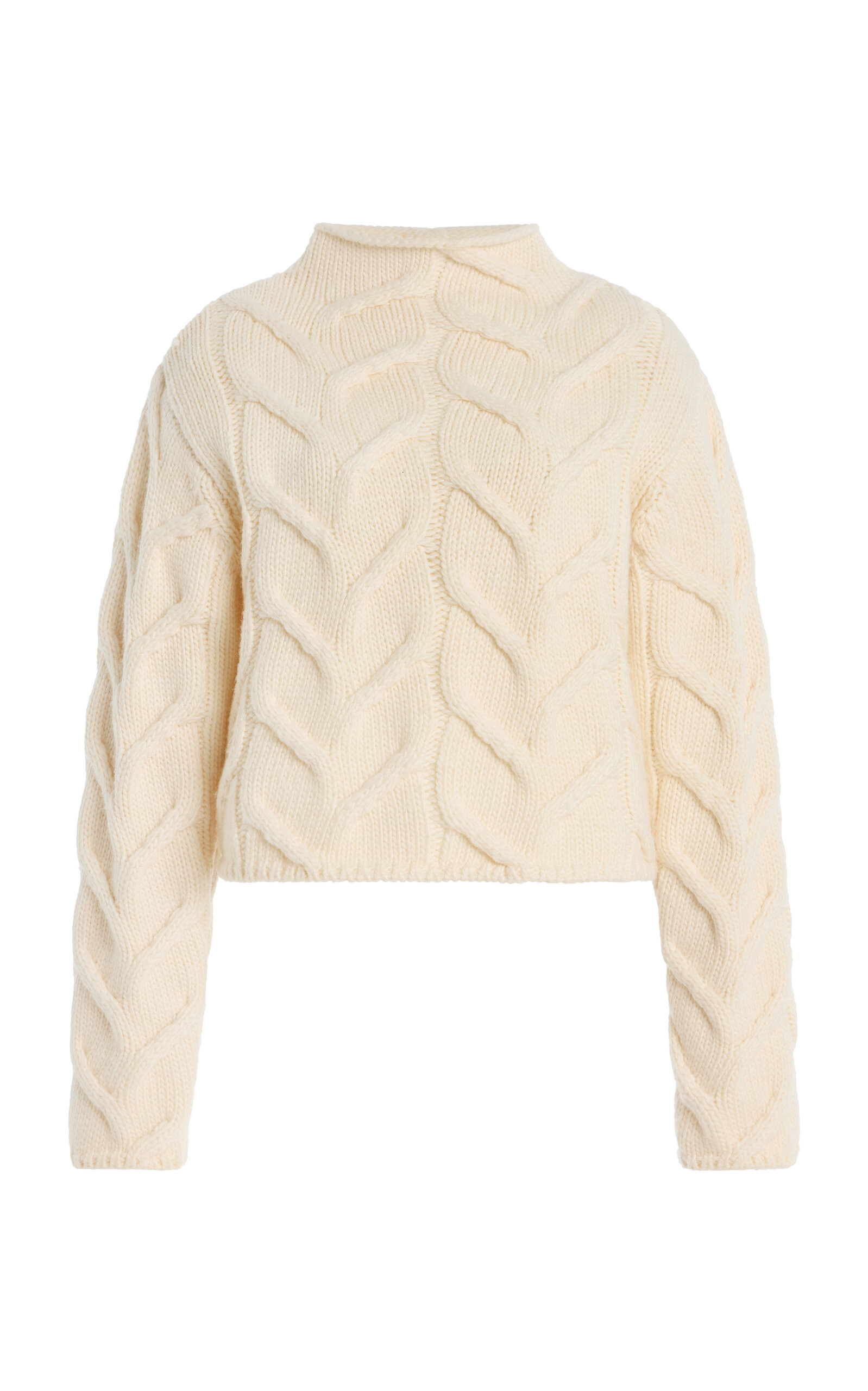FRAME The Cable Funnel-Neck Wool Sweater - Moda Operandi | Moda Operandi (Global)