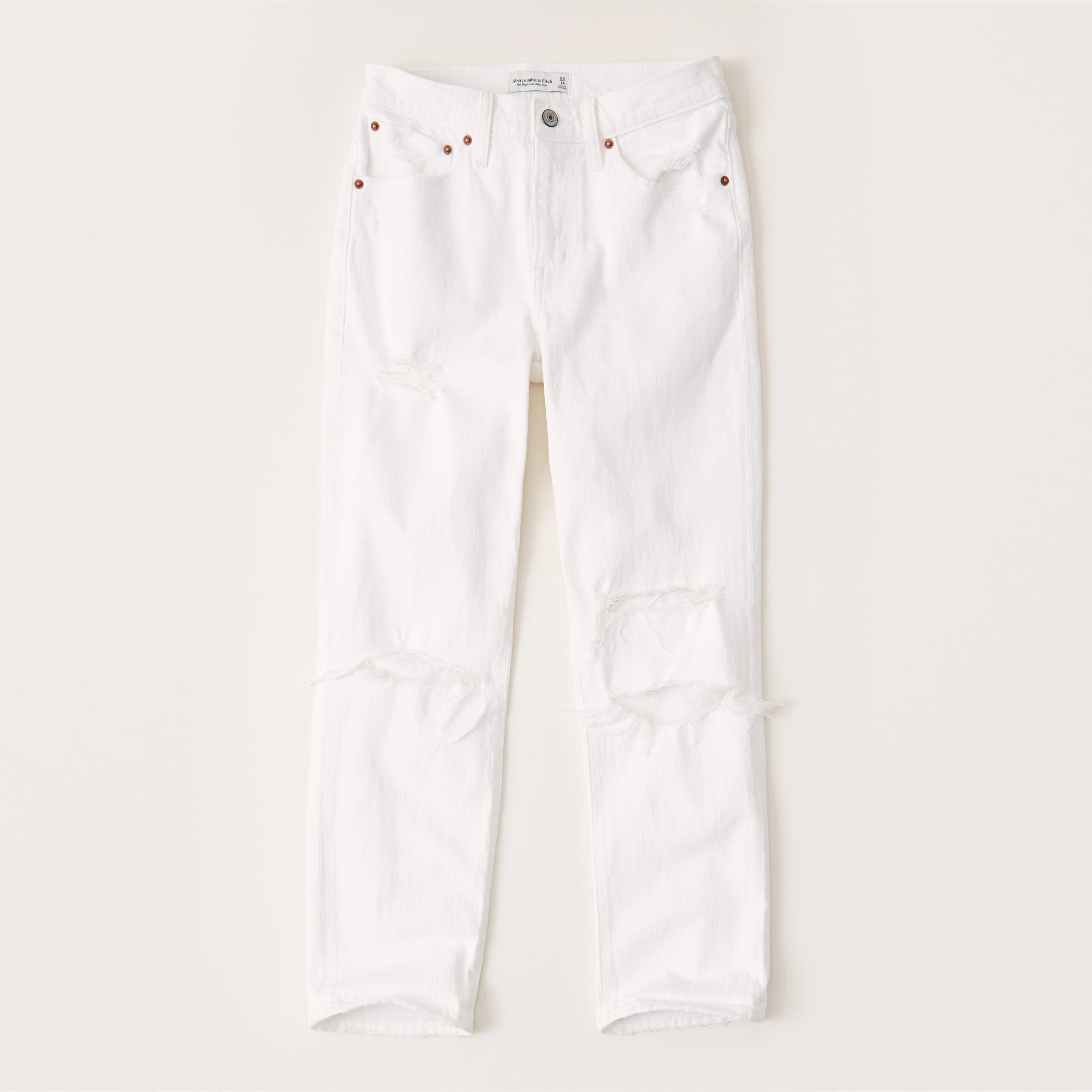 Ripped Mid Rise Boyfriend Jeans | Abercrombie & Fitch (US)