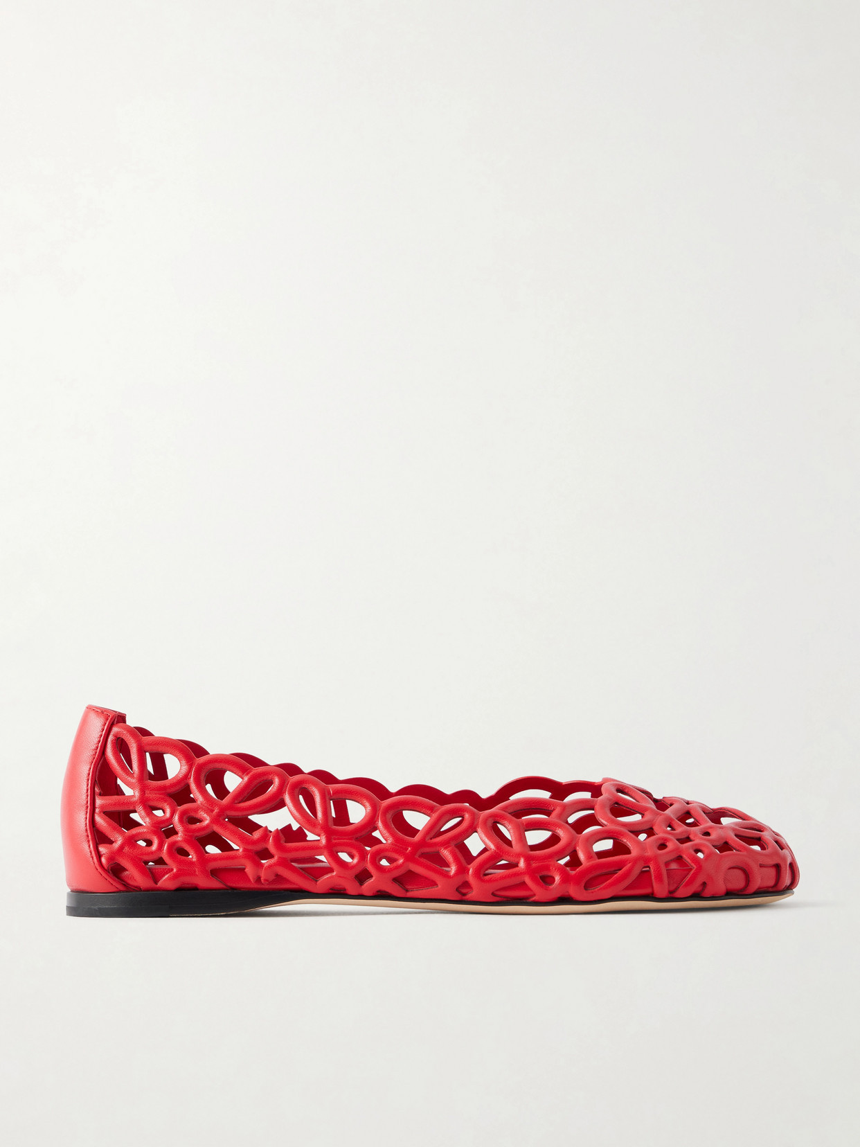 LOEWE - Petal Anagram Leather Ballet Flats - Red - FR37 | NET-A-PORTER APAC