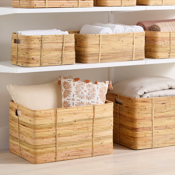 The Container Store Reeded Rattan Bin | The Container Store