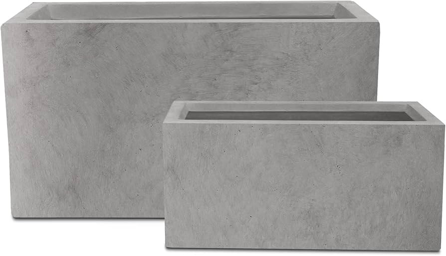 Kante 31.4" and 23.6" L Rectangular Concrete Planters (Set of 2), Outdoor Indoor Modern Plant Pot... | Amazon (US)