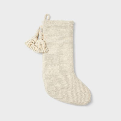 Christmas Stocking with Tassels Cream - Threshold™ designed with Studio McGee | Target