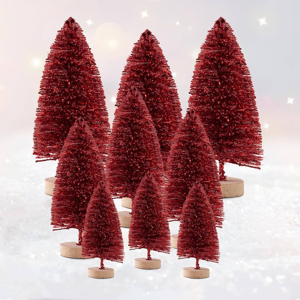 9 Pcs Mini Christmas Tree, Tabletop Christmas Tree with Wooden Bases Artificial Christmas Tree wi... | Amazon (US)
