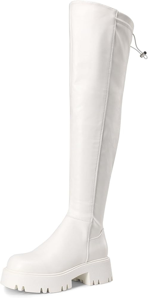 DREAM PAIRS Women's Platform Over The Knee Boots Lug Sole Round Toe Thigh High Long Chunky Block ... | Amazon (US)