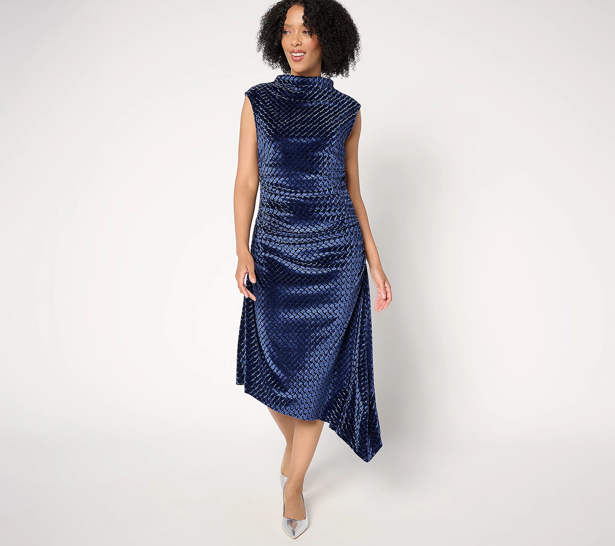 Destination 365 Petite Velvet Mock Neck Midi Dress | QVC
