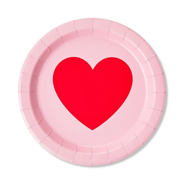 Valentine's Day Heart Disposable Paper Plates, Red and Pink, 7 in, 8 Count, by Way To Celebrate | Walmart (US)