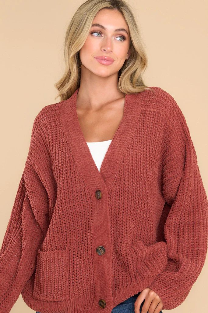 Cozying Up Rust Cardigan | Red Dress 