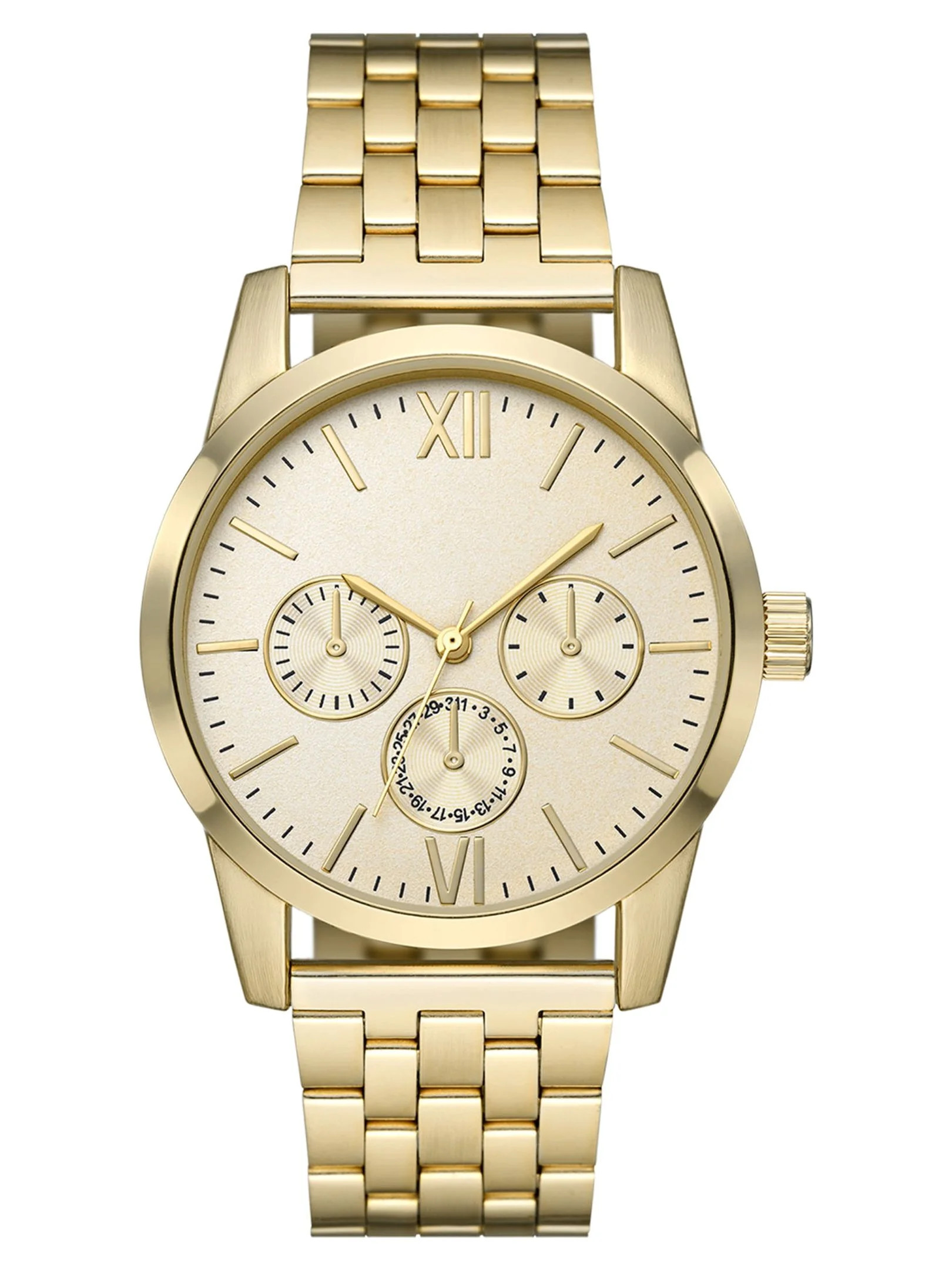 George Men's Watch with Brush Gold Round Case, Gold Dial and Brush Gold 5 Link Bracelet (FMDOGE05... | Walmart (US)