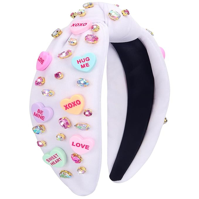 Valentine’s Day Headband, Love Heart XOXO Headband for Women, Valentine Rhinestone Crystal Knot... | Amazon (US)