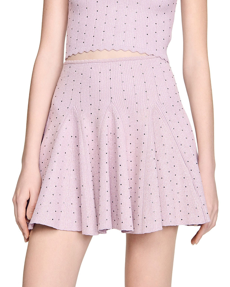 Sandro Short Rhinestone Knit Skirt | Bloomingdale's (US)