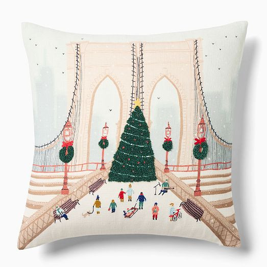 Nicole Cicak Brooklyn Bridge Christmas Pillow Cover | West Elm (US)