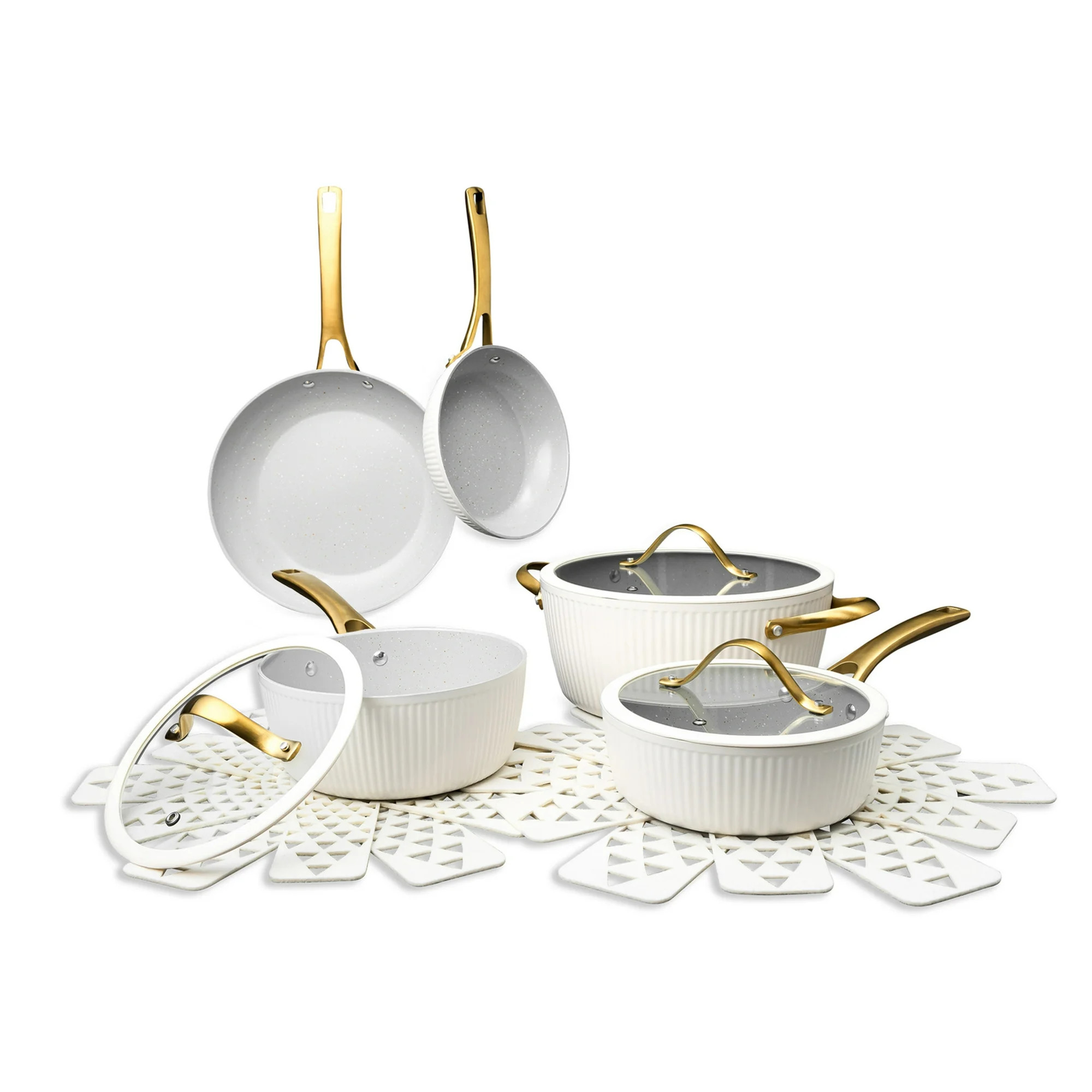 Thyme & Table Signature 12-Piece Cookware Set Non-Stick- White & Gold | Walmart (US)
