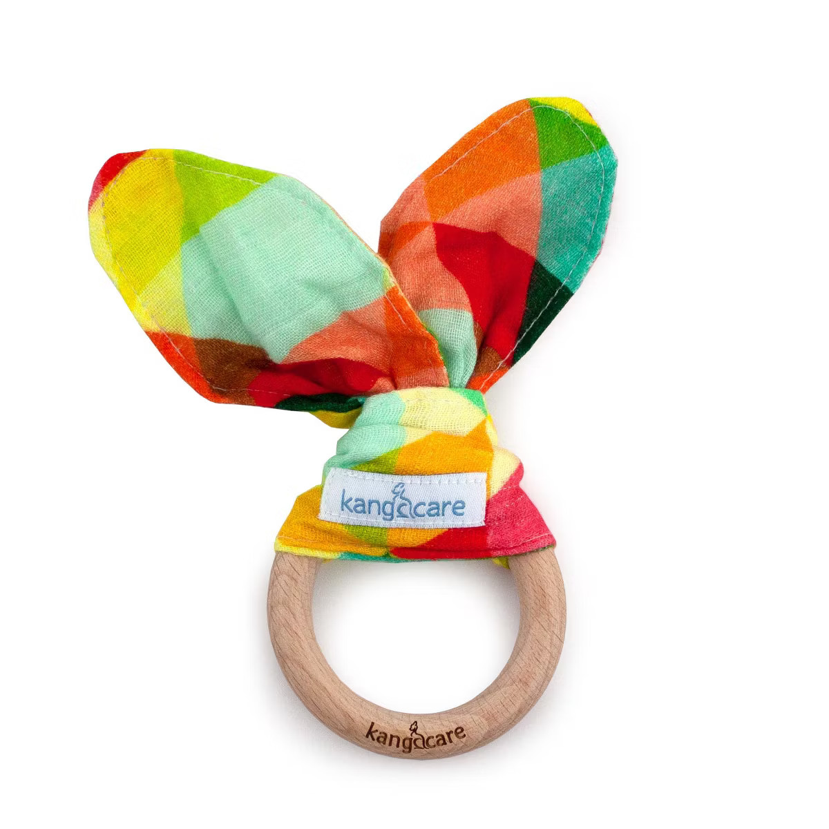 Kanga Care Baby Muslin Crinkle Bunny Ear Wood Teething Ring | Target