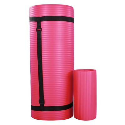 BalanceFrom Fitness 71 x 24 x 1'" All-Purpose Extra Thick Non-Slip High Density Anti-Tear Exercise Yoga Mat with Knee Pad & Carrying Strap, Pink | Target