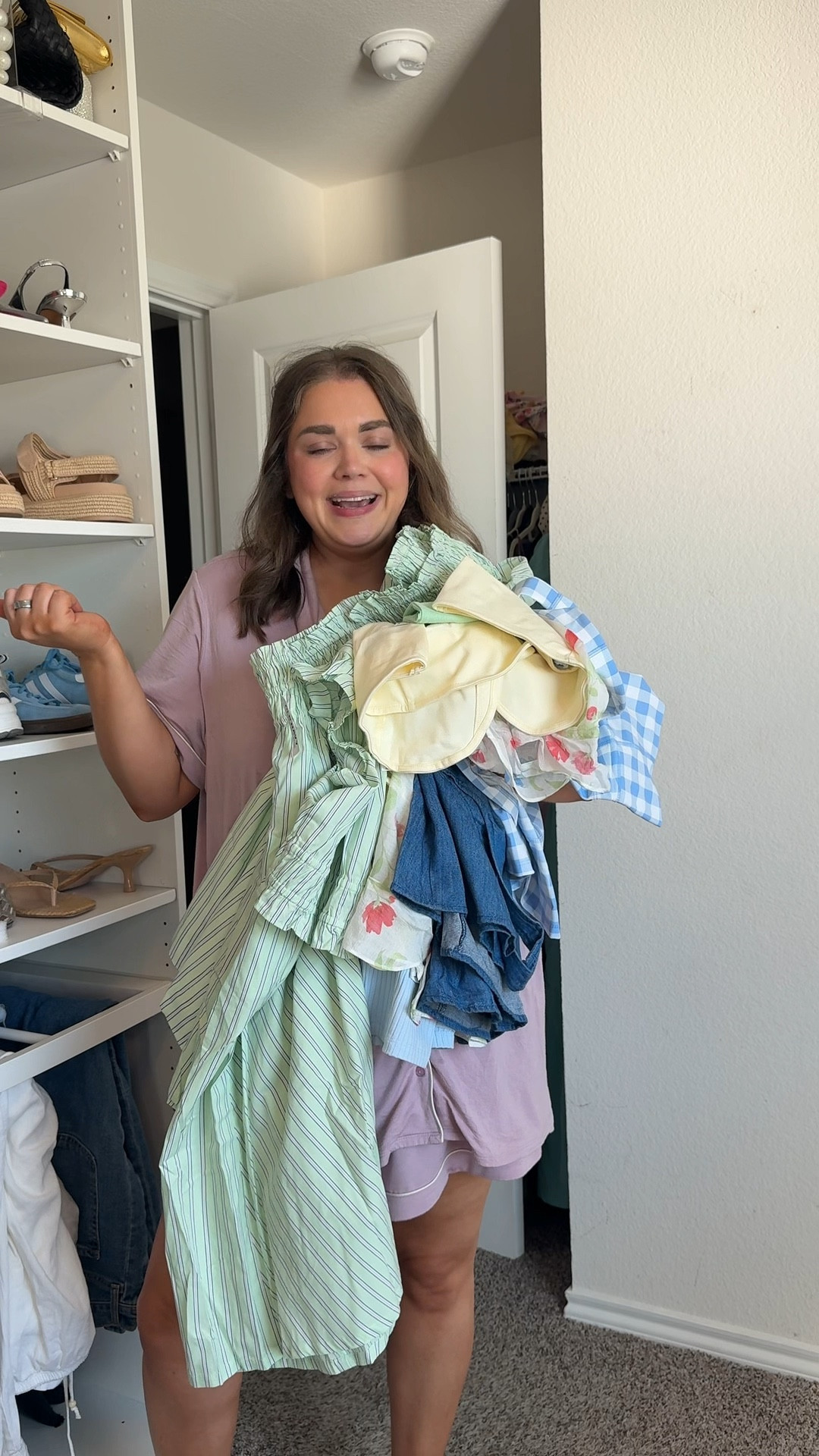 Old navy haul! Wearing xl in everything except mini striped dress. Size down in striped top. Size 16 in denim shorts  Spring outfits size inclusive plus size mid size Easter 

#LTKSaleAlert #LTKPlusSize