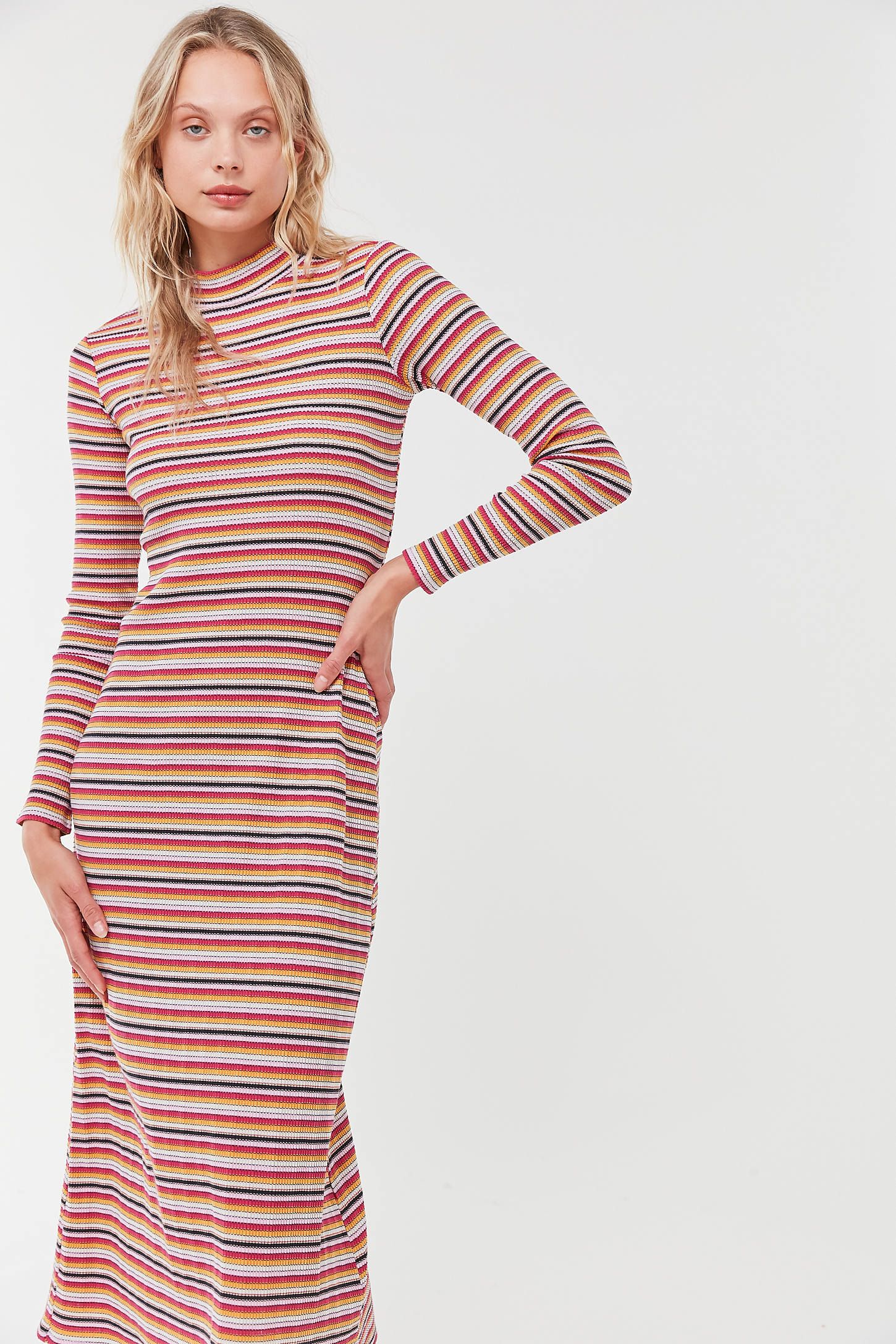 UO Corinne Striped Knit Midi Dress | Urban Outfitters (US and RoW)