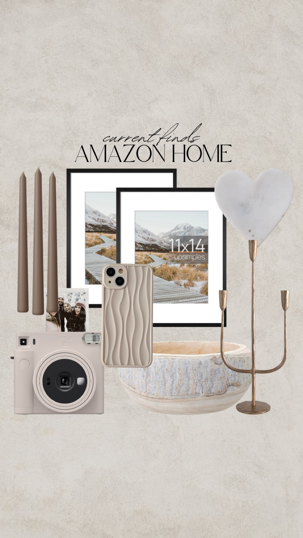 Amazon home finds! Marble heart tray, gold candelabra, wood bowl, instax, Polaroid camera, phone case, black picture frame, tapered candles

#LTKsalealert #LTKfindsunder50 #LTKhome