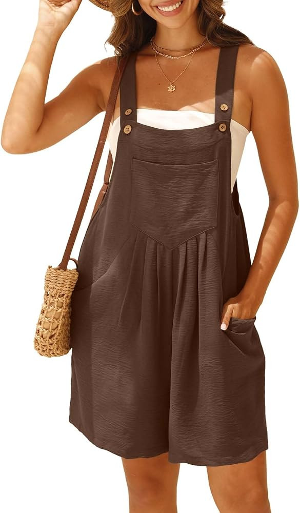 GRECERELLE Summer Rompers for Women Casual Overall Shorts Jumpsuits 2026     With Pockets|Sleevel... | Amazon (US)