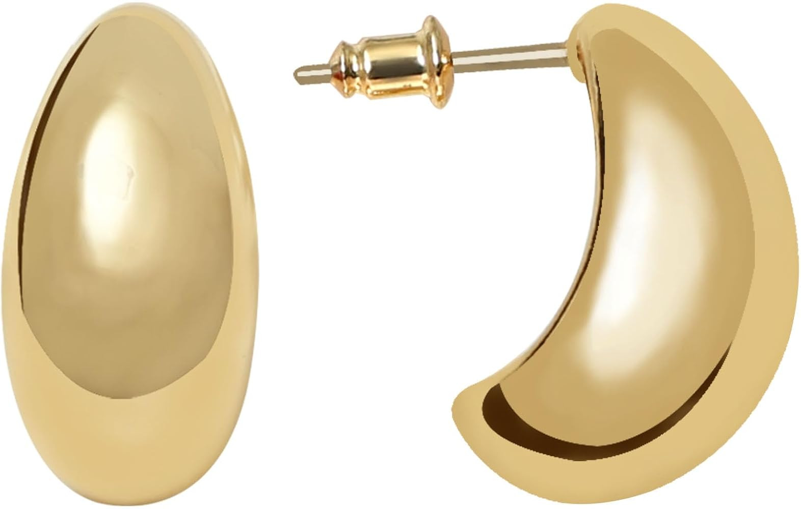 Small Chunky Gold Hoop Earrings For Women, 14k Gold Thick statement huggie hoop earrings Trendy H... | Amazon (US)