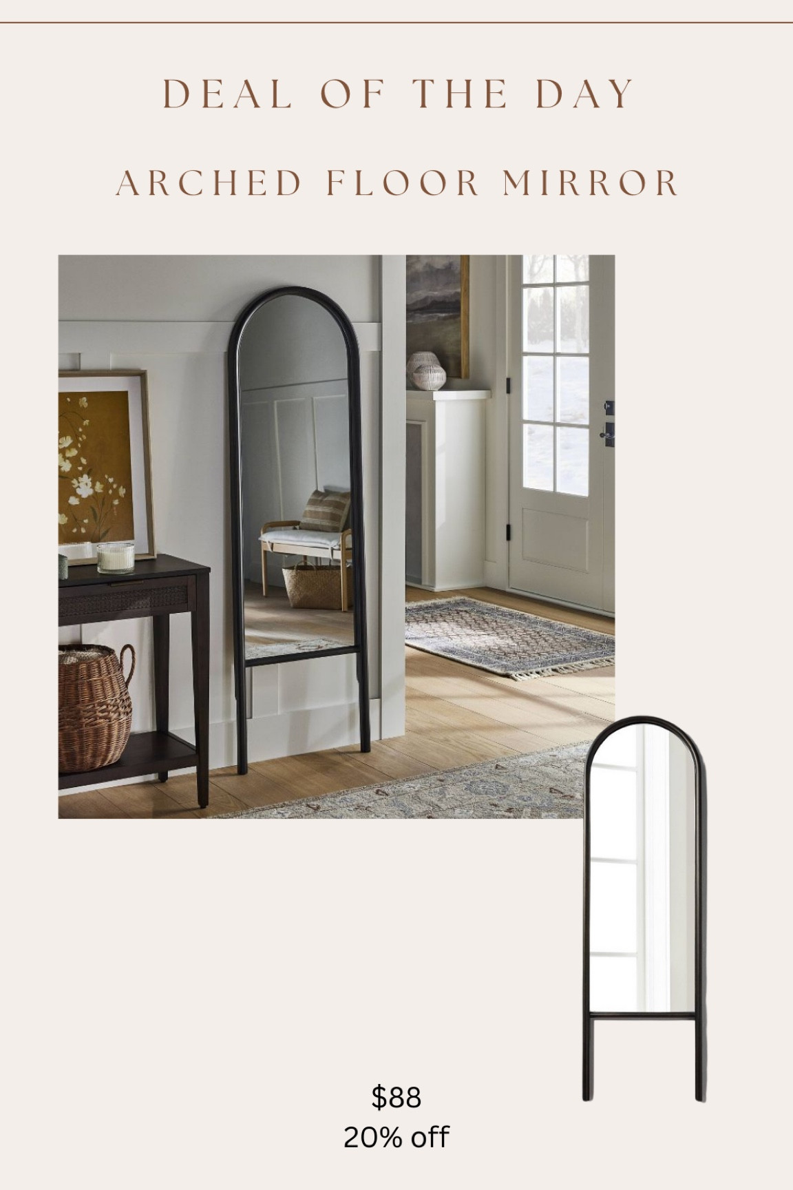 Gorgeous wood arched floor mirror 20% off!  

#LTKsalealert #LTKfindsunder100 #LTKhome
