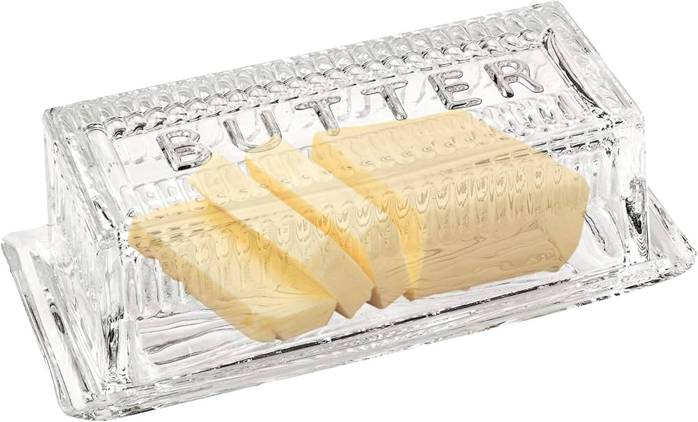 Bezrat Glass Butter Dish with Lid | Classic 2-Piece Design Butter Keeper | Covers and Holds a Sta... | Amazon (US)