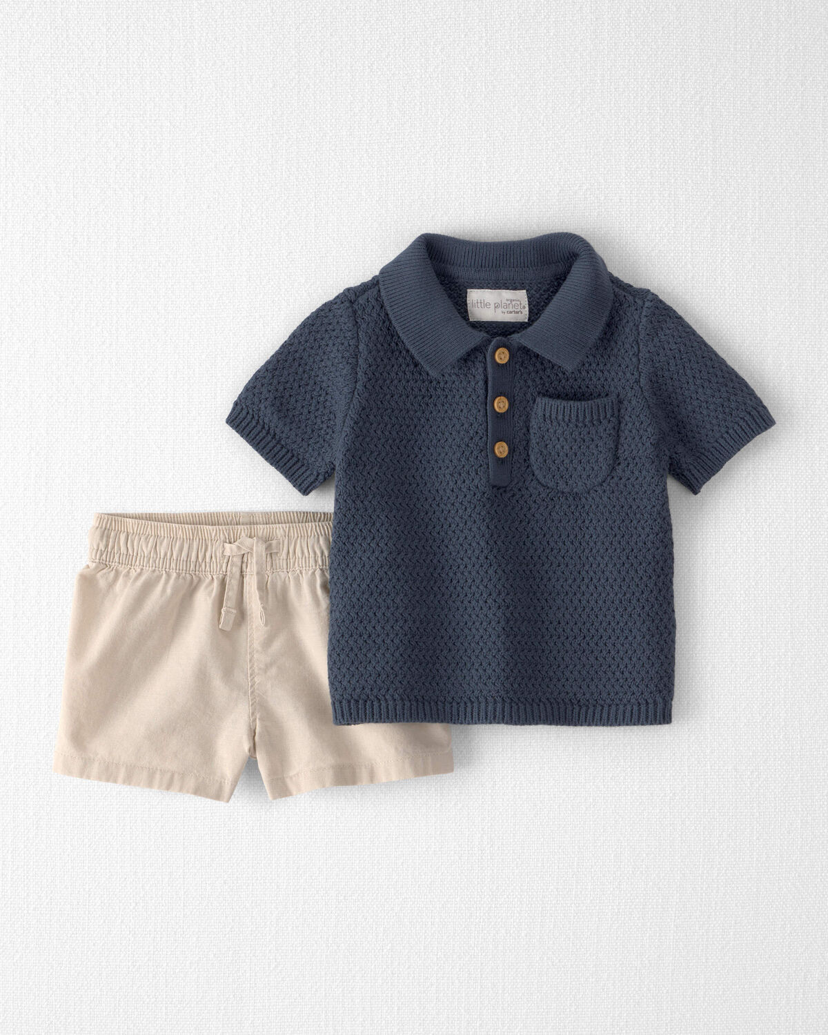 Baby Boy 2-Piece Organic Cotton Sweater Knit Top & Short Set | Carter's Inc