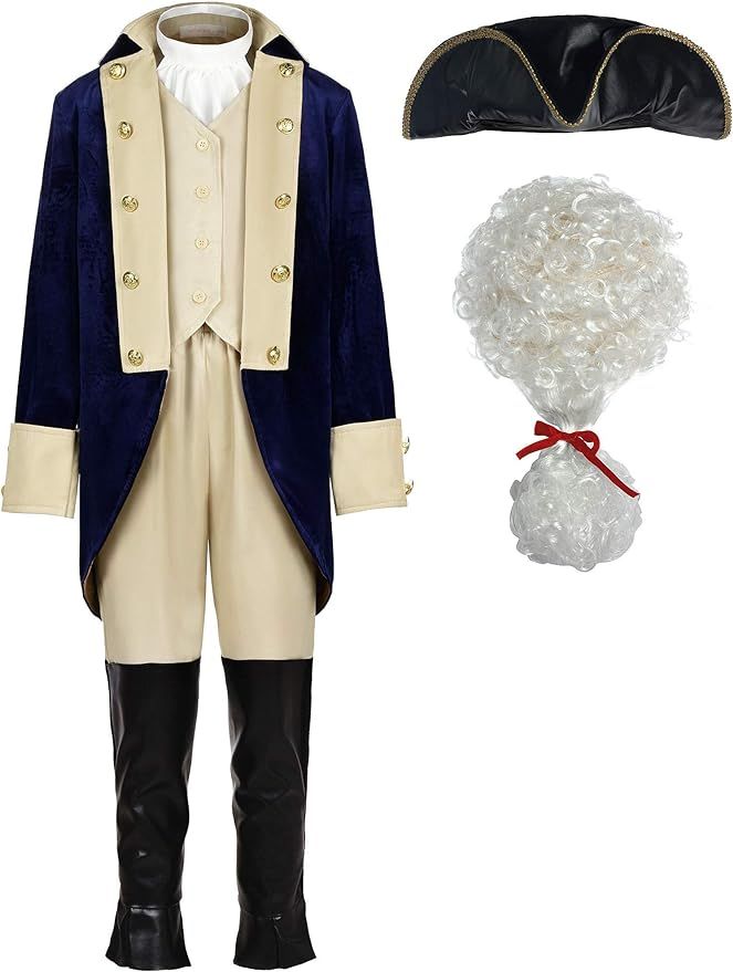 ReliBeauty Washington Costume Boys Hamilton American Colonial Uniform with Wig | Amazon (US)