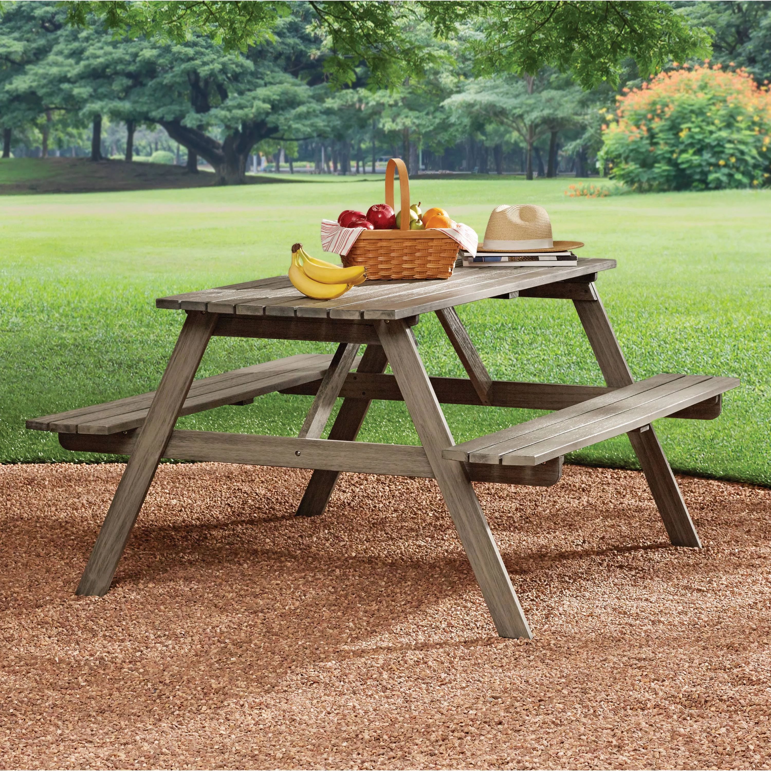 Mainstays Martis Bay Wood Outdoor Picnic Table, Gray | Walmart (US)