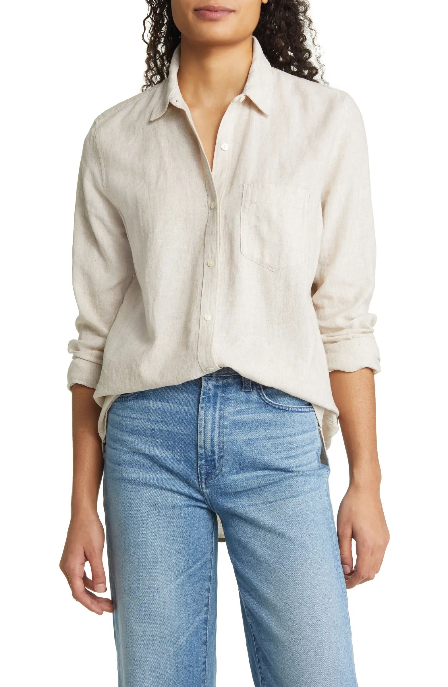Caslon® Casual Linen Blend Button-Up Shirt | Nordstrom | Nordstrom