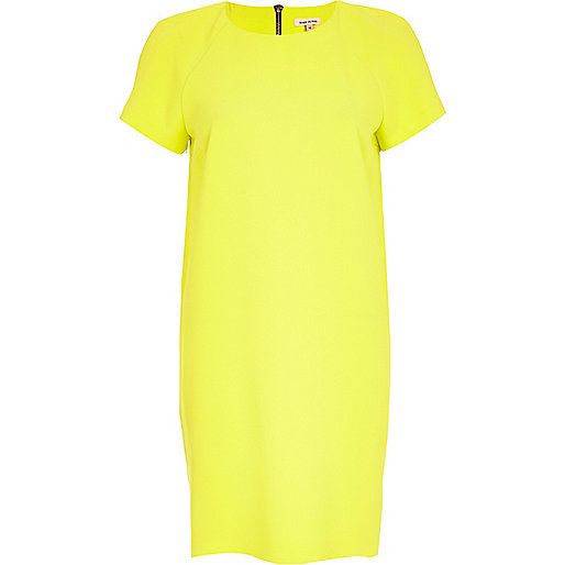 Yellow raglan sleeve t-shirt dress | River Island (US)