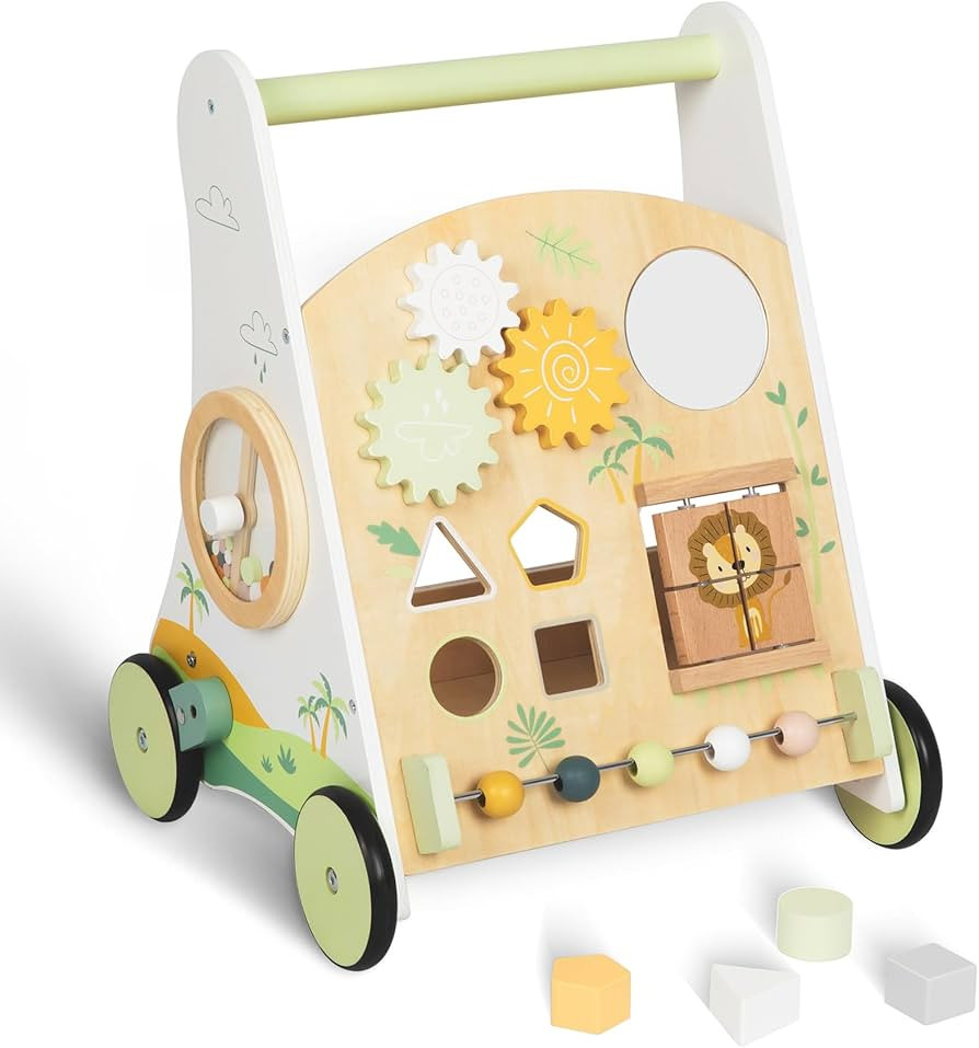 Wooden Baby Push Walker Adjustable Speed Montessori Walker with Activity Center for Boys, Girls a... | Amazon (US)