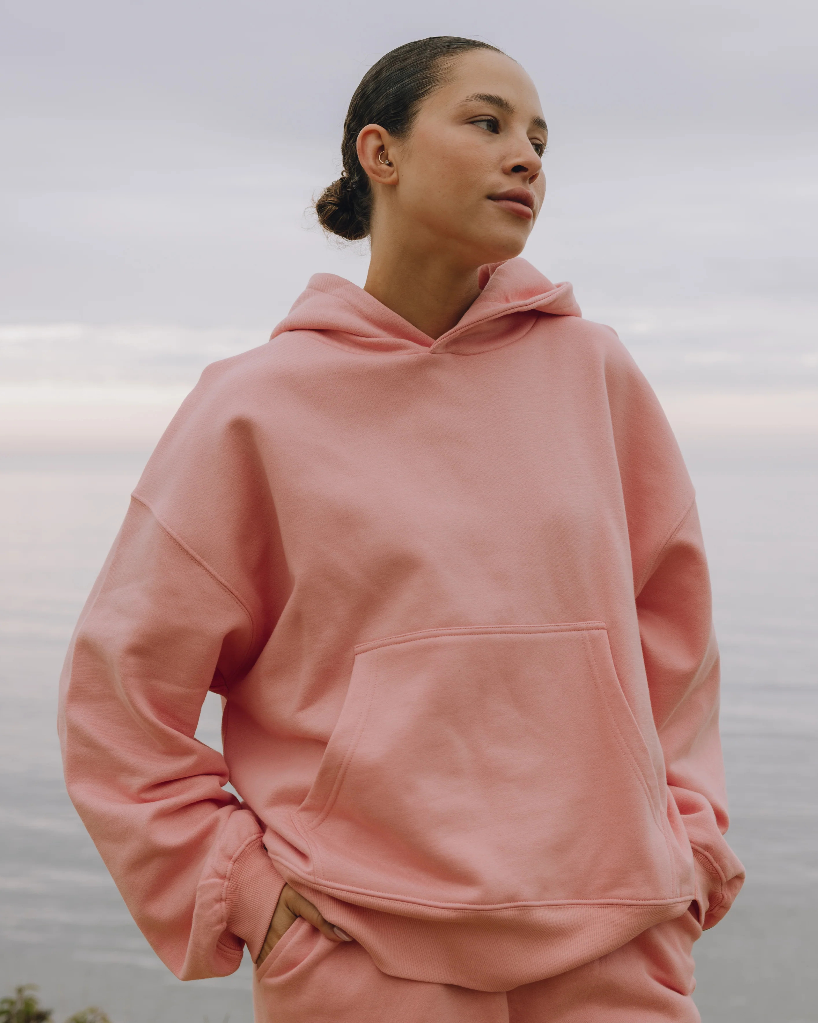 Oversized Fleece Hoodie - Dusty Rose | Daily Drills