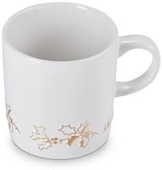 Le Creuset Stoneware Holly Collection London Mug, 12 oz., White with Gold Relief Gold | Amazon (US)