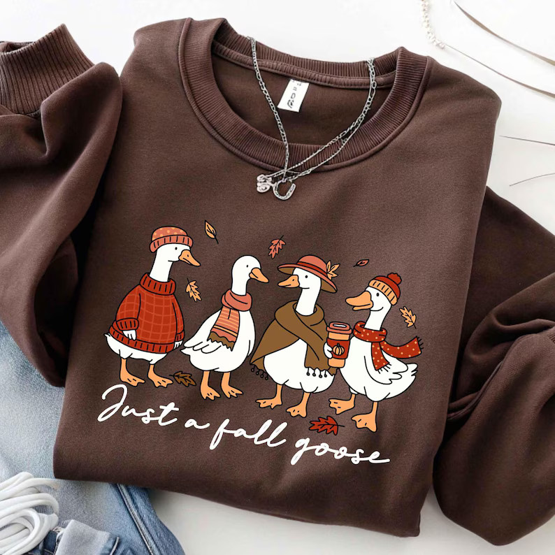 Just a Fall Goose Sweatshirt, Funny Goose Fall Sweatshirt, Silly Goose Crewneck, Cute Autumn Goos... | Etsy (Global)