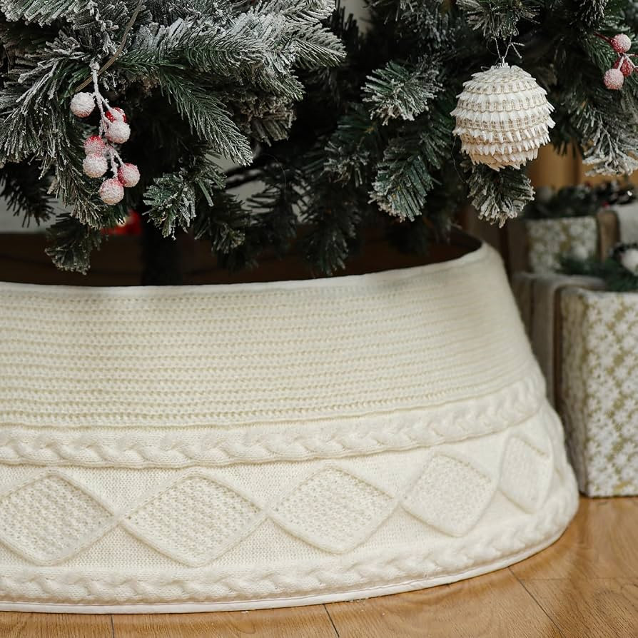 Knitted Christmas Tree Collar - 30'' Christmas Tree Stand Base Cover for Artificial Trees - Xmas ... | Amazon (US)
