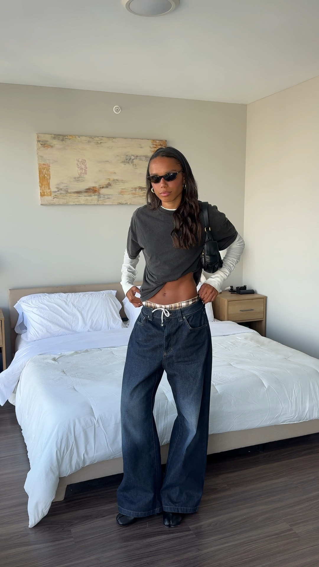 Exact products:
White long sleeve - Brandy Melville,
Grey Tee - Rebalance Vintage,
Shorts - Jaded London (bikini),
Jeans - Cotton On,
Shoes - Maison Margiela,
Bag - Miu Miu,
Sunglasses - Miu Miu 