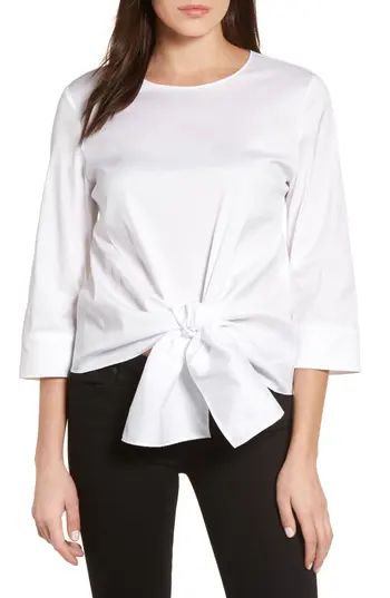 Women's Halogen Tie Front Blouse, Size X-Small - White | Nordstrom