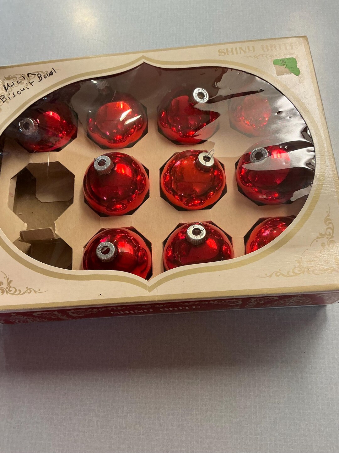 Vtg Shiny Brite Red Mercury Glass Christmas Ornaments / 10 Ornaments in Original Box - Etsy | Etsy (US)