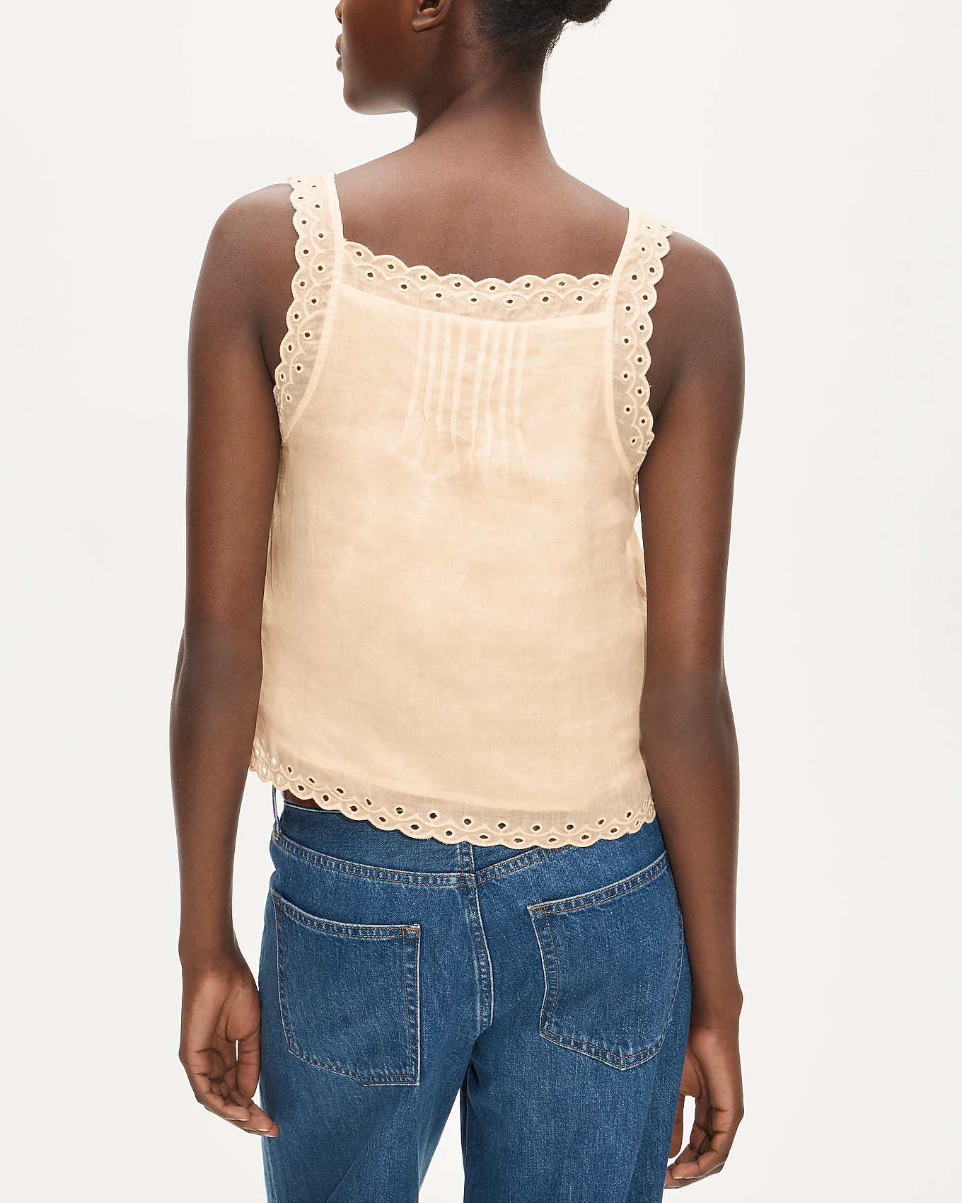Scallop-trim tank top in ramie | J. Crew US