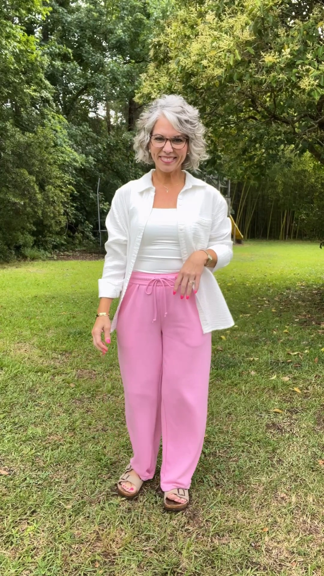 Okay do not let these fool you because they look like sweatpants but they are actually lightweight, breathable, and perfect for warm weather because they do not have fleece lining. I am showing you two colors and I need you to have both! Pink and brown, styled with double lined tank tops, a flowy gauzy white layered shirt from Quince, and sandals from Fitory. The whole vibe is so cute and casual and effortless. If you love the look of sweatpants but need something you can actually wear in the heat these are your new best friend. 

#amazonfashion #amazonfinds #amazonstyle #founditonamazon #summerstyle #summeroutfit #summerfashion #summerinspo #summervibes #summerlook #summerwear #springfashion #springoutfit #springstyle #casualoutfit #casualstyle #casualfashion #casualwear #casualchic #casualootd #weekendoutfit #weekendstyle #weekendvibes #comfyoutfit #comfystyle #effortlessstyle #effortlessfashion #ootd #ootdfashion #outfitoftheday #outfitinspo #outfitideas #realoutfitgram #todaysoutfit #getreadywithme #affordablefashion #affordablestyle #budgetfashion #womensfashion #womensstyle #petitestyle #petitefashion #petiteoutfit #petitewomen #petitegirl #petites #momstyle #momfashion #momootd #momlife #teacherstyle #teacherfashion #grandmastyle #grandmafashion #over40style #over40fashion #over40andfabulous #fashionover40 #womenover40 #over50style #over50fashion #fashionover50 #agelessstyle #midlife #midlifestyle #midlifefashion #maturestyle #maturefashion #fashionblogger #fashionista #styleinspo #fashioninspo #instafashion #cuteoutfit #trending #fashion #style #ltkfinds #ltkunder50 #ltkover50 #ltkfashion #ltkstyle #ltksummer #ltkspring #liketoknowit #shopltk #sweatpants #summerweatpants #lightweightsweatpants #breathablesweatpants #nofleece #summerlounge #loungewear #loungeoutfit #joggers #summerJoggers #casualpants #comfypants #twooutfits #layeredoutfit #gauzyshirt @Quince @Fitory

#LTKSeasonal #LTKPetite #LTKOver40 #LTKPetite #LTKmomlife #LTKOver40