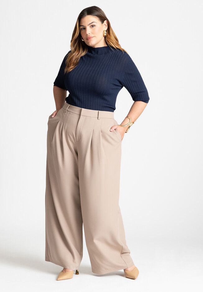 The Fluid Crepe Pleated Wide Leg Pant | Eloquii