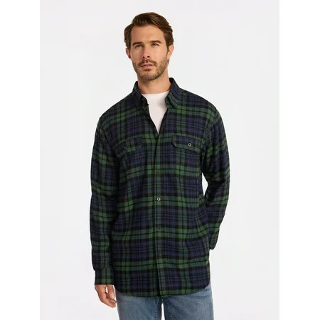 George Men s Double Pocket Flannel Shirt Sizes XS-3XLT | Walmart (US)