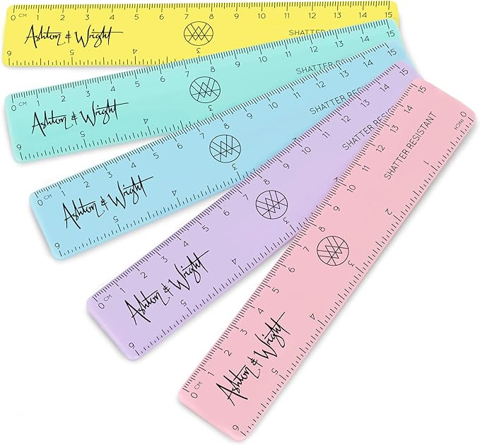 6 Inch / 15cm Rulers - Shatter Resistant - Pack of 5 - Pastel Colors - Fat Belly Fish | Amazon (US)