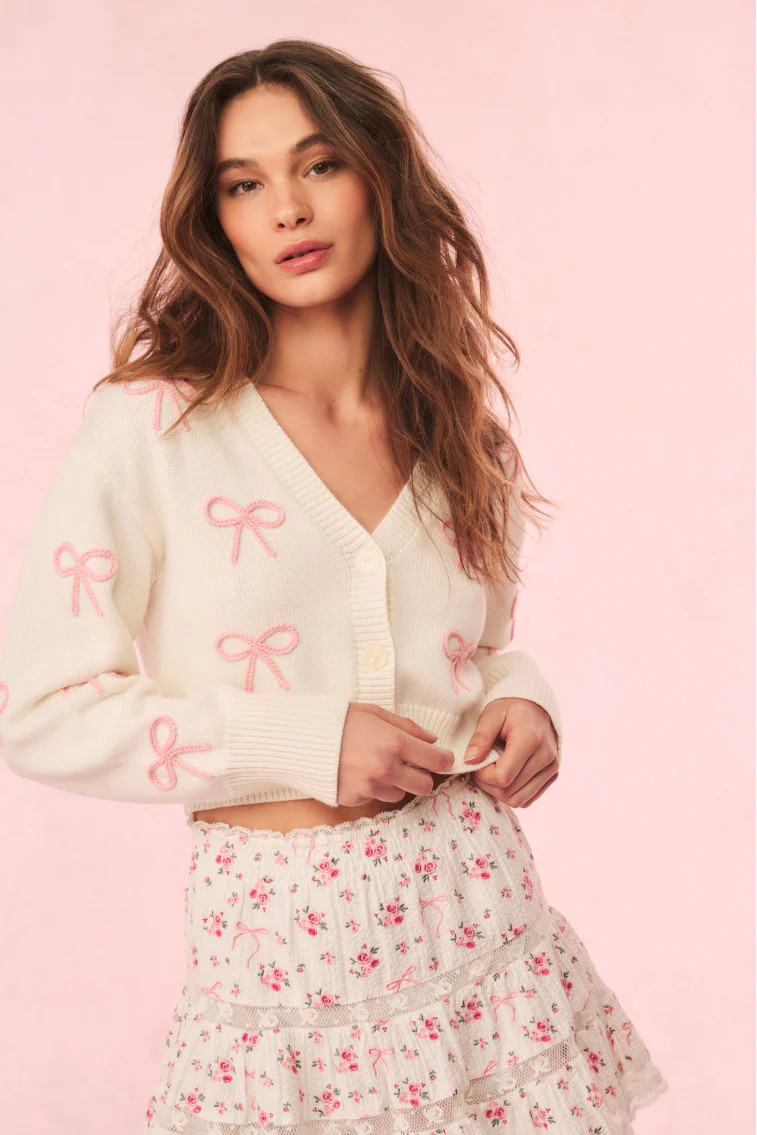 Francette Cropped Bow Cardigan | LoveShackFancy