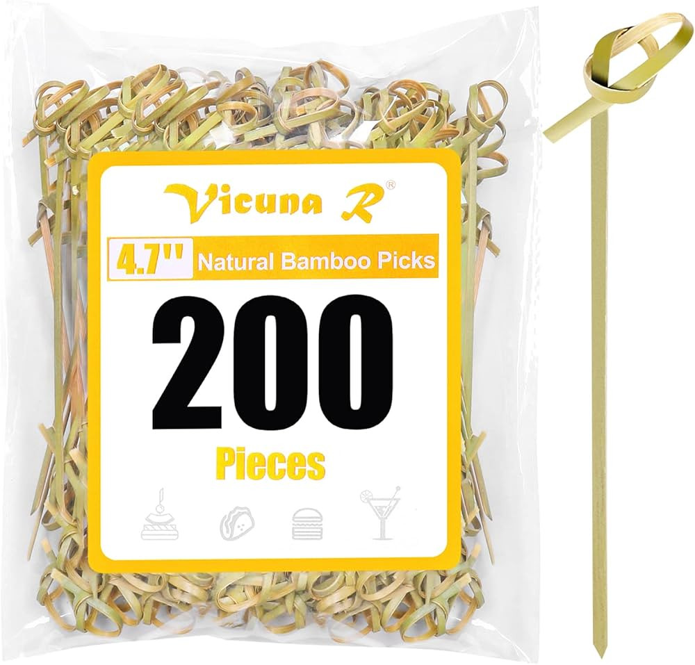 200PCS Cocktail Picks Bamboo Skewers for Appetizers, Fancy Toothpicks for Appetizers, 4.7 Inch Lo... | Amazon (US)