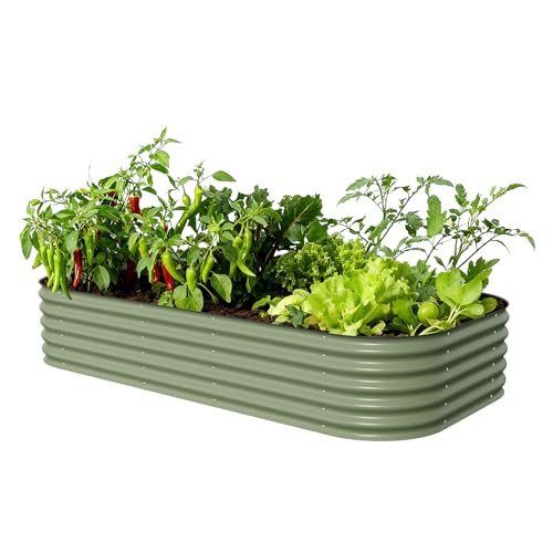 Vego garden Raised Garden Bed Kit, 17" Tall 10 in 1 Jumbo Modular Metal Raised Garden Beds, Metal Planter Box for Vegetables, Flowers, Herbs, Olive Green | Amazon (US)